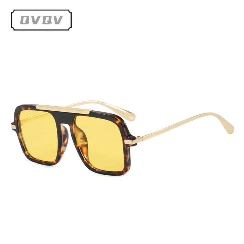 Square Oversized Leopard Champagne Sunglasses