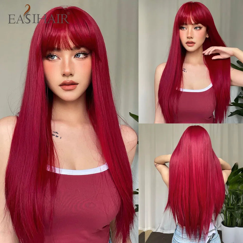 Long Straight Bangs Synthetic Hair Wig
