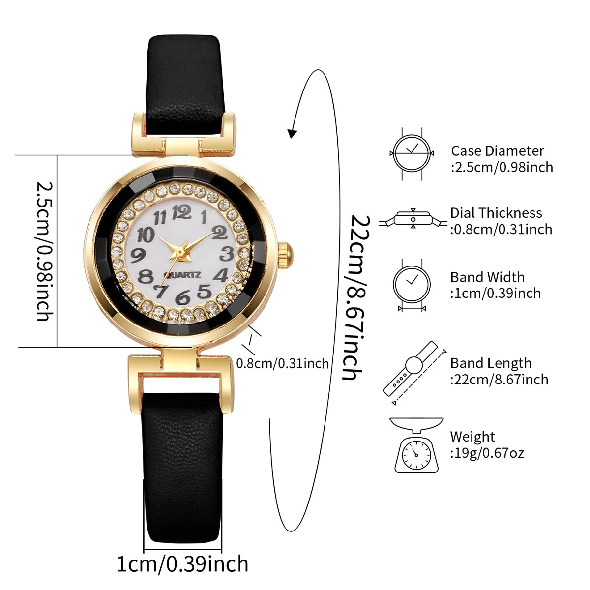 Small Arabic Casual Leather Strap Watch