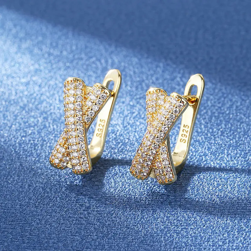 925 Silver Needle Princess Crystal Square Zircon Drop Earrings