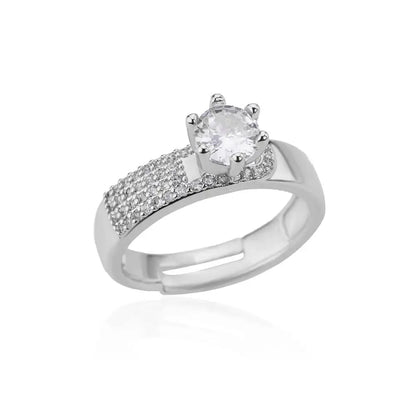 Stainless Steel Round Zircon Geometric Gold Crystal Ring