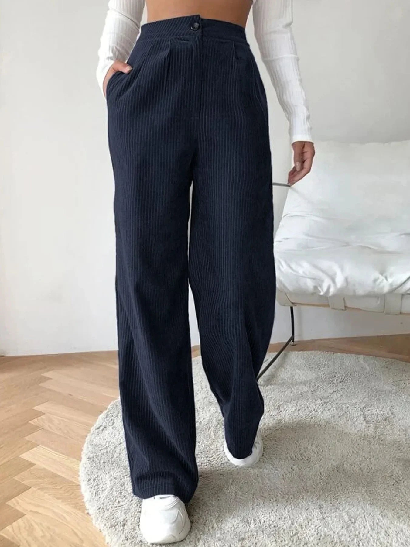 High Waist Straight Leg Trousers