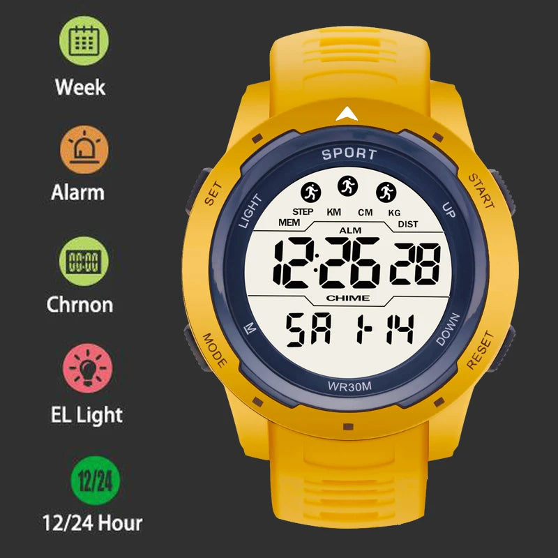 Sports Digital Multifunction Clock Luminous Chronograph Sweatproof Sport Watch