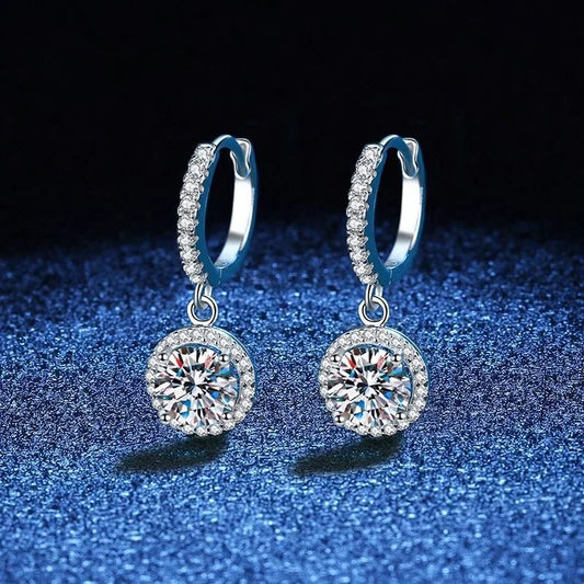 DANA 925 Sterling 1 Carat Moissanite Round Earrings