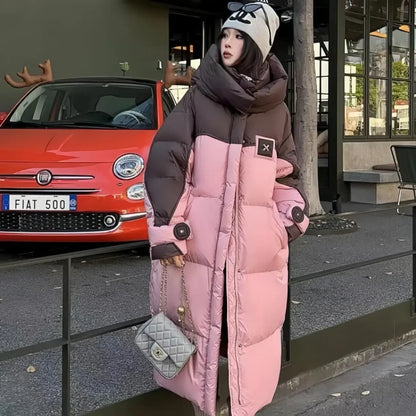 Contrast Color Down Cotton-padded Jacket