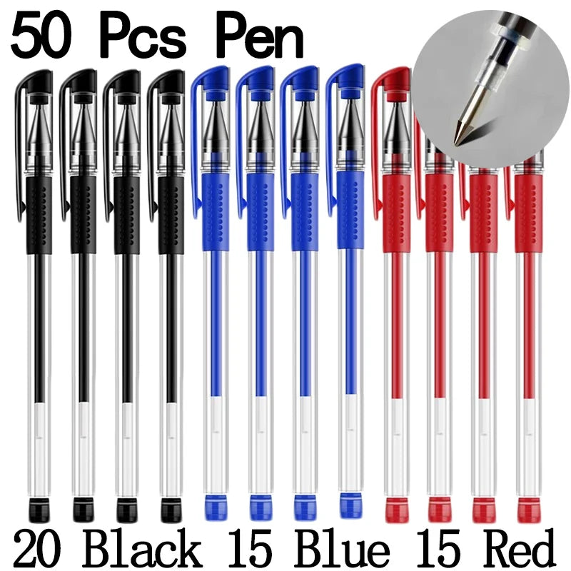 20/50 Pcs Gel pens Set Black Blue Red Refill Gel School