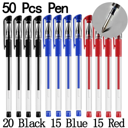 20/50 Pcs Gel pens Set Black Blue Red Refill Gel School