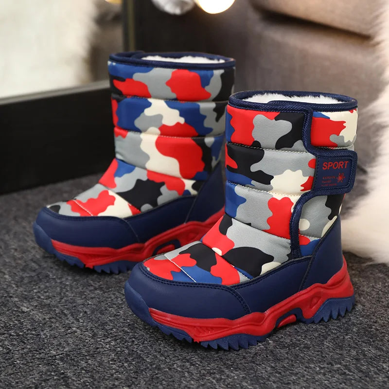 Winter Plush Waterproof Fabric Non-Slip Snow Boots