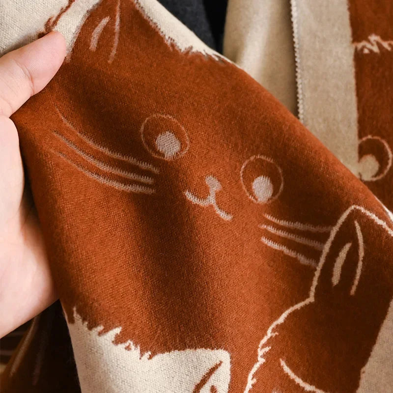 Cute Cat Cashmere Scarf
