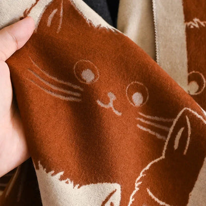Cute Cat Cashmere Scarf