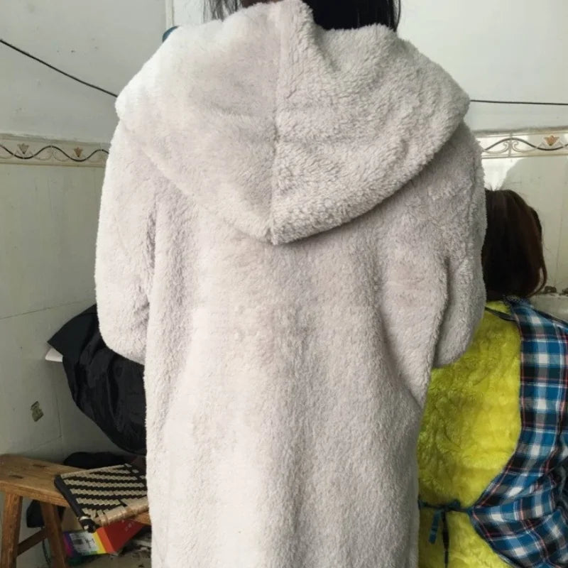 Sweatshirt Long Autumn Winter Long Sleeve Double Side Wear Flurry Loose Coats
