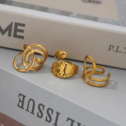 خاتم هندسي عريض من الفولاذ المقاوم للصدأ