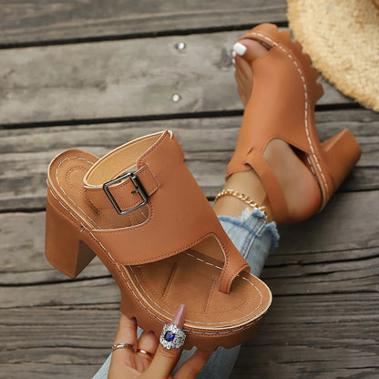 High Heel Thick Heel Open Toe Casual Plus Size Sandals