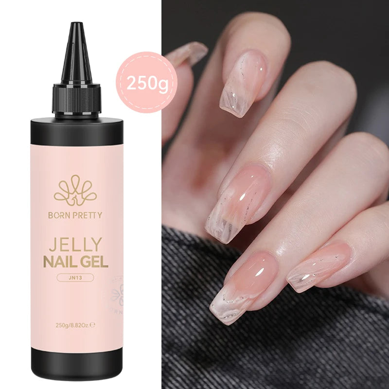 250g Pure Black White Color Gel Nail Polish Jelly Nude Gel