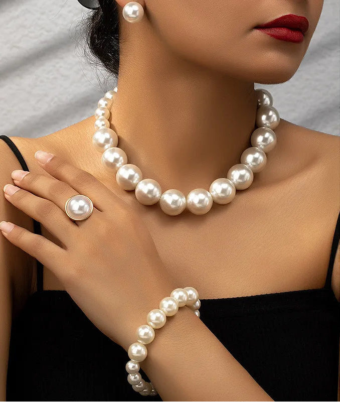 Large pearl necklaces jewelry sets