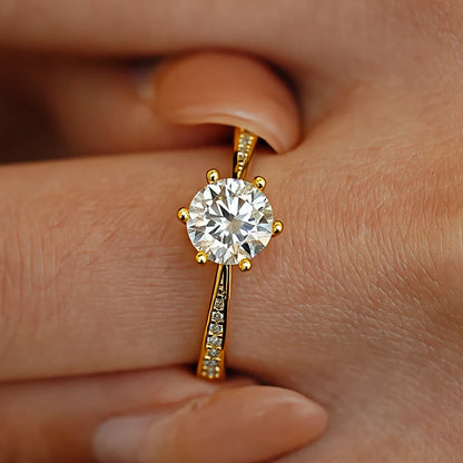 DANA 6.5mm Moissanite 18K Gold Ring