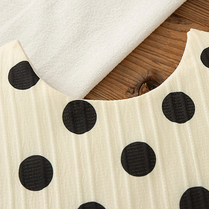 Toddler Girls Korean Style Polka Dot Bow Sleeveless Dress Set