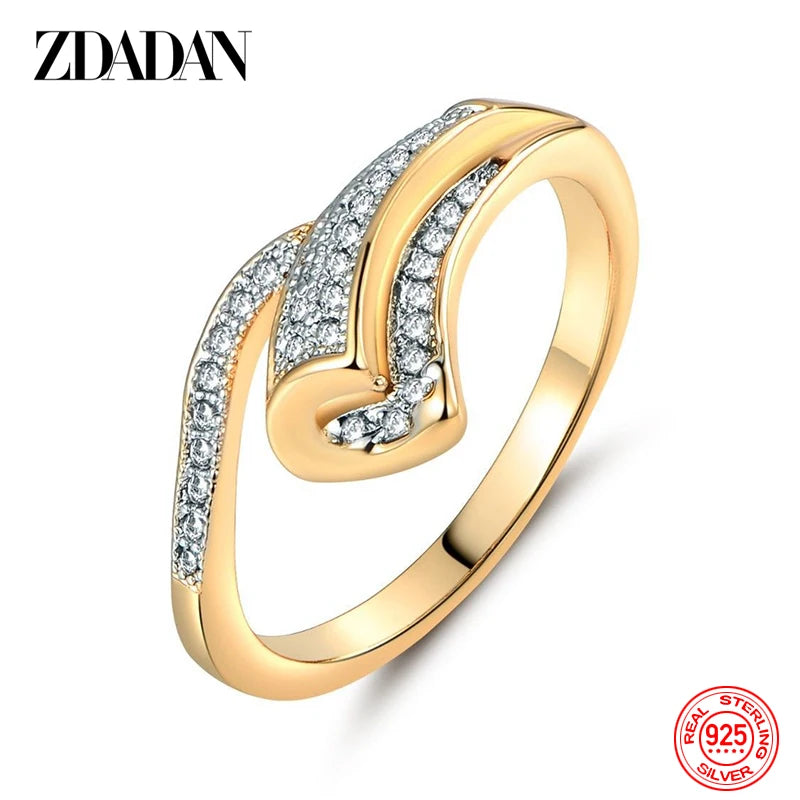 925 Sterling Silver 18K Gold Zircon Rings