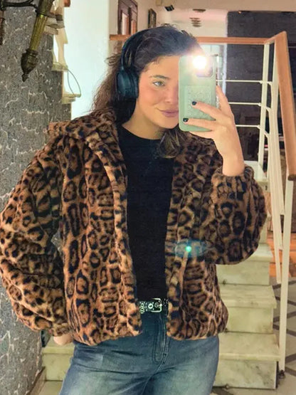 Casual Loose Leopard Coats Jackets