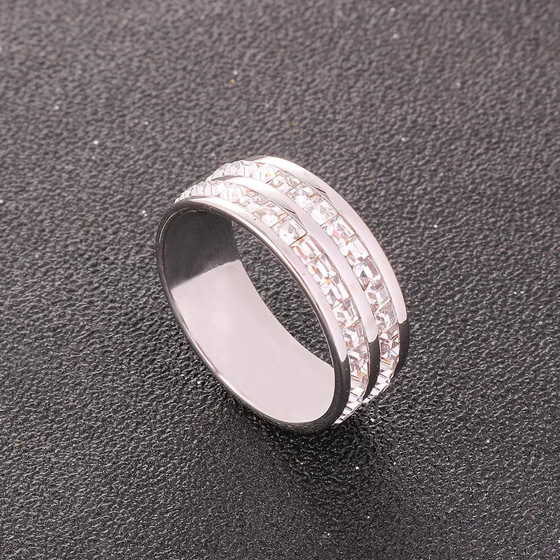 DANA White Stones Stainless Steel Zircon Ring
