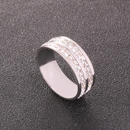 DANA White Stones Stainless Steel Zircon Ring