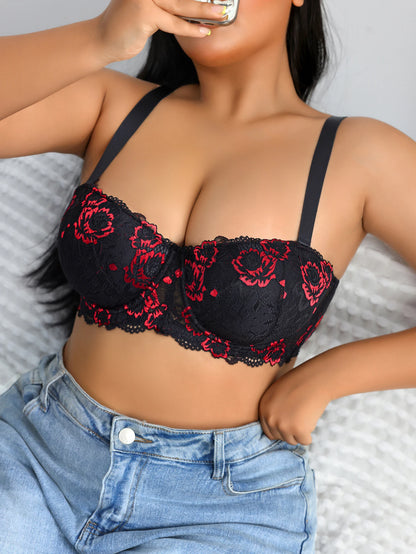 Wide Strap Plus Size Bra Lace Lingerie