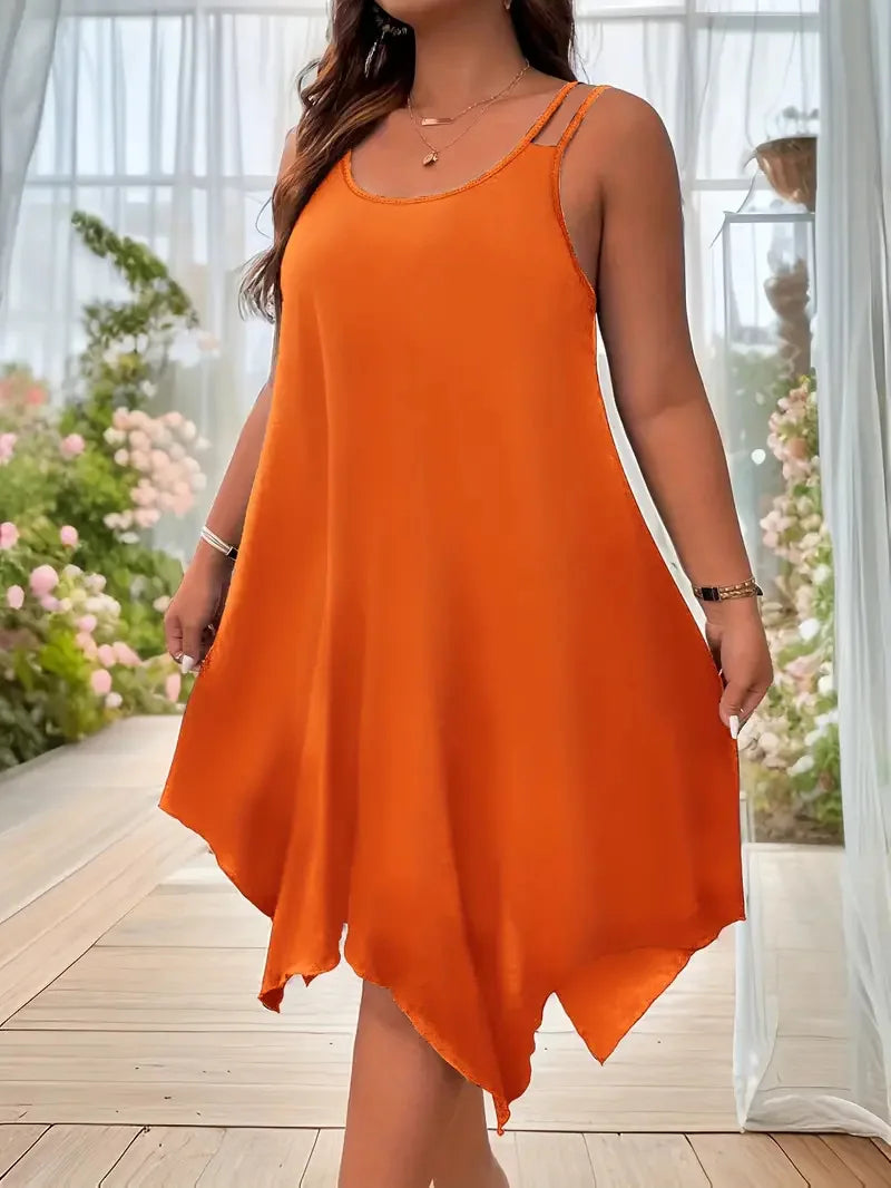 Plus Size Strappy Midi Sleeveless Dress