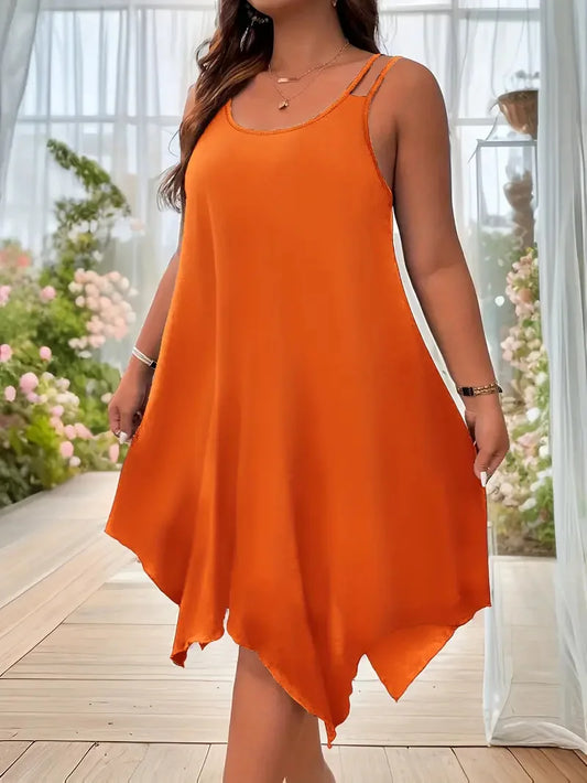 Plus Size Strappy Midi Sleeveless Dress