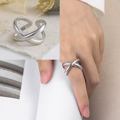 925 Sterling Silver Retro Hollow Wave Punk Hiphop Bohemia Rings