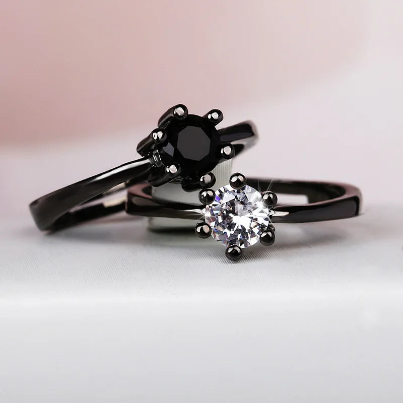 925 Sterling Silver Luxury White Bridal Ring 18K Gold Promise Love Rings