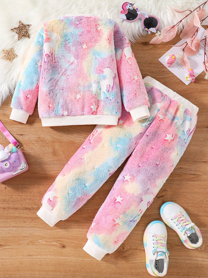 Autumn 2-8Y star shaped suede round neck long sleeved Set