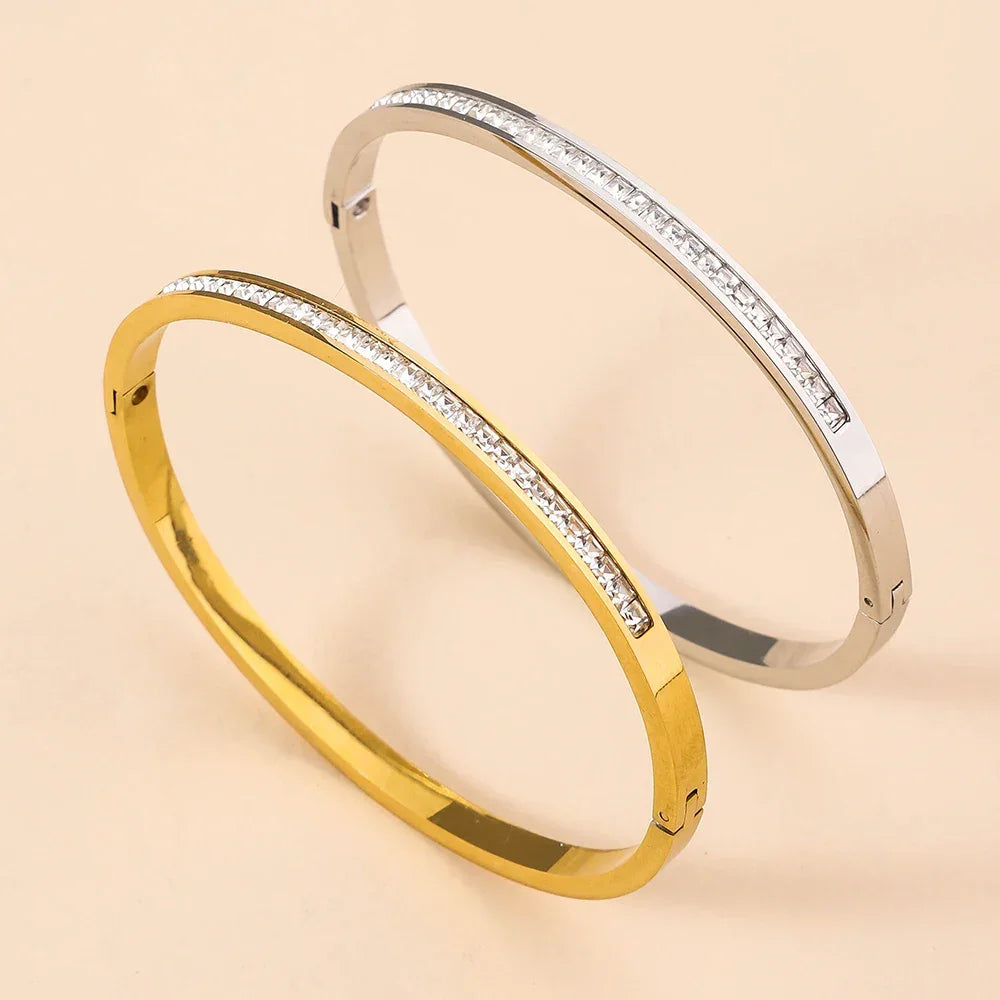 Artificial Zircon Stainless Steel Bracelet