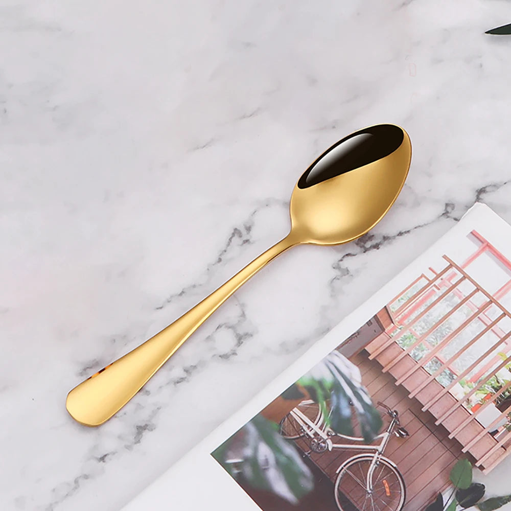 4/6/12 Pieces Gold Dessert Stirring Spoons Set