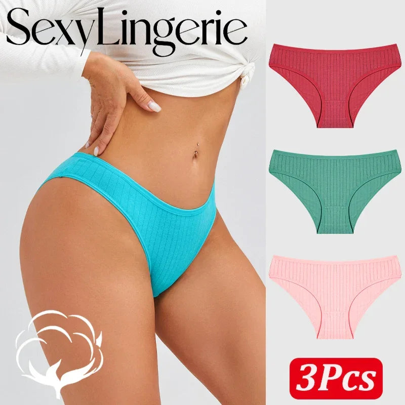 Seamless Cotton Sexy Low Rise Stripes Lingerie