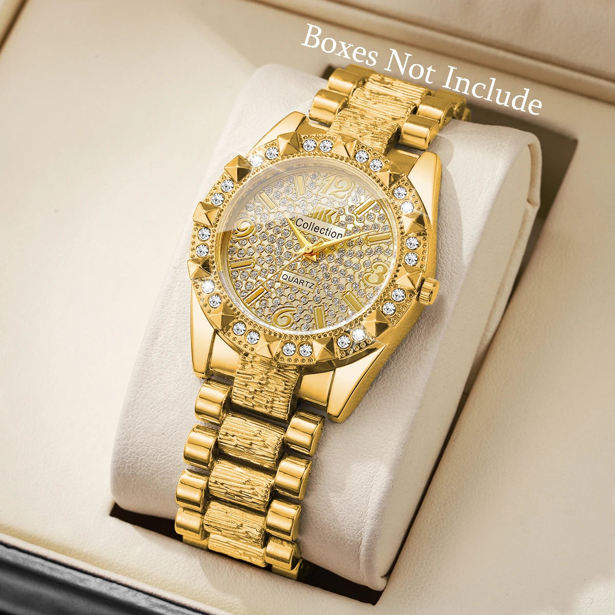Luxury Diamond Arabic Dial Quartz Wristwatch