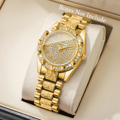 Luxury Diamond Arabic Dial Quartz Wristwatch