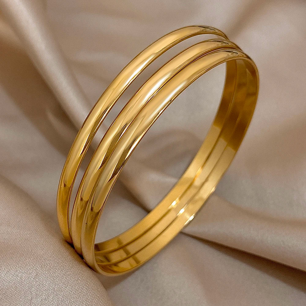 DANA 18K Gold Stainless Steel Bangle Bracelet