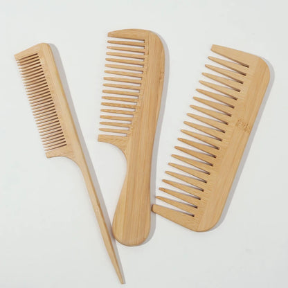 Natural Handmade Bamboo Hair Brush Set