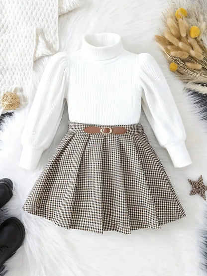 Long Sleeve Knitted Lantern Sleeve Roundneck Hoodie Set