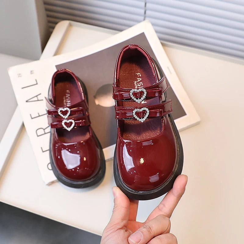 Leather Elegant Mary Janes Chunky Hook-loop 26-36 Shoes