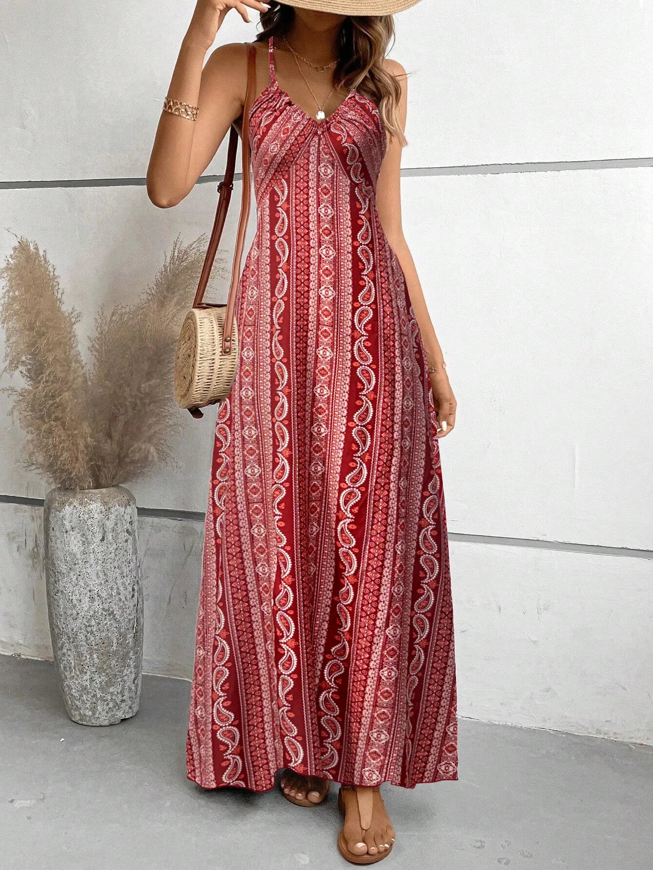 Backless Split Thigh Boho Dress