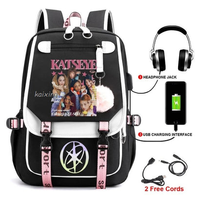 Katseye Funny Print Backpacks Sweet Soft Capacity Student Schoolbag