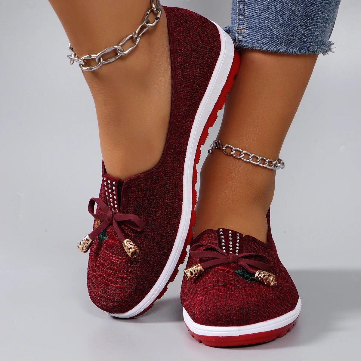 Mesh flat casual sneakers shoes
