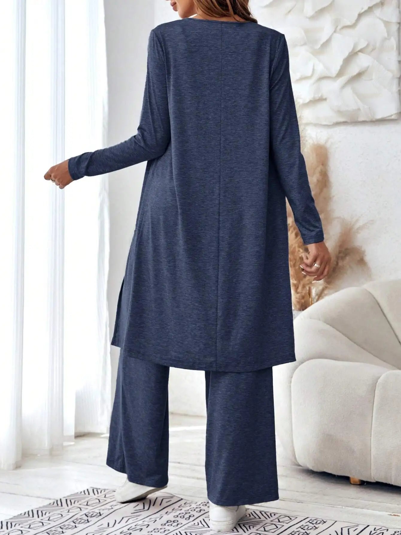 Casual loose three piece vest pants cardigan three piece set