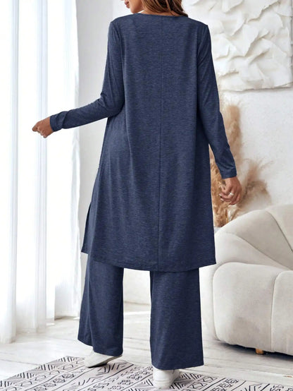 Casual loose three piece vest pants cardigan three piece set