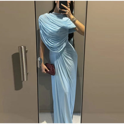 Shawl Maxi Short Sleeve Slim Fit Dress