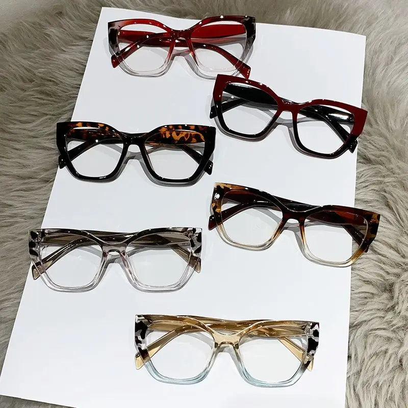 Big Frame Women Retro Cat Eyes Anti Blue Light Fatigue polygon Lrregular Reading glasses