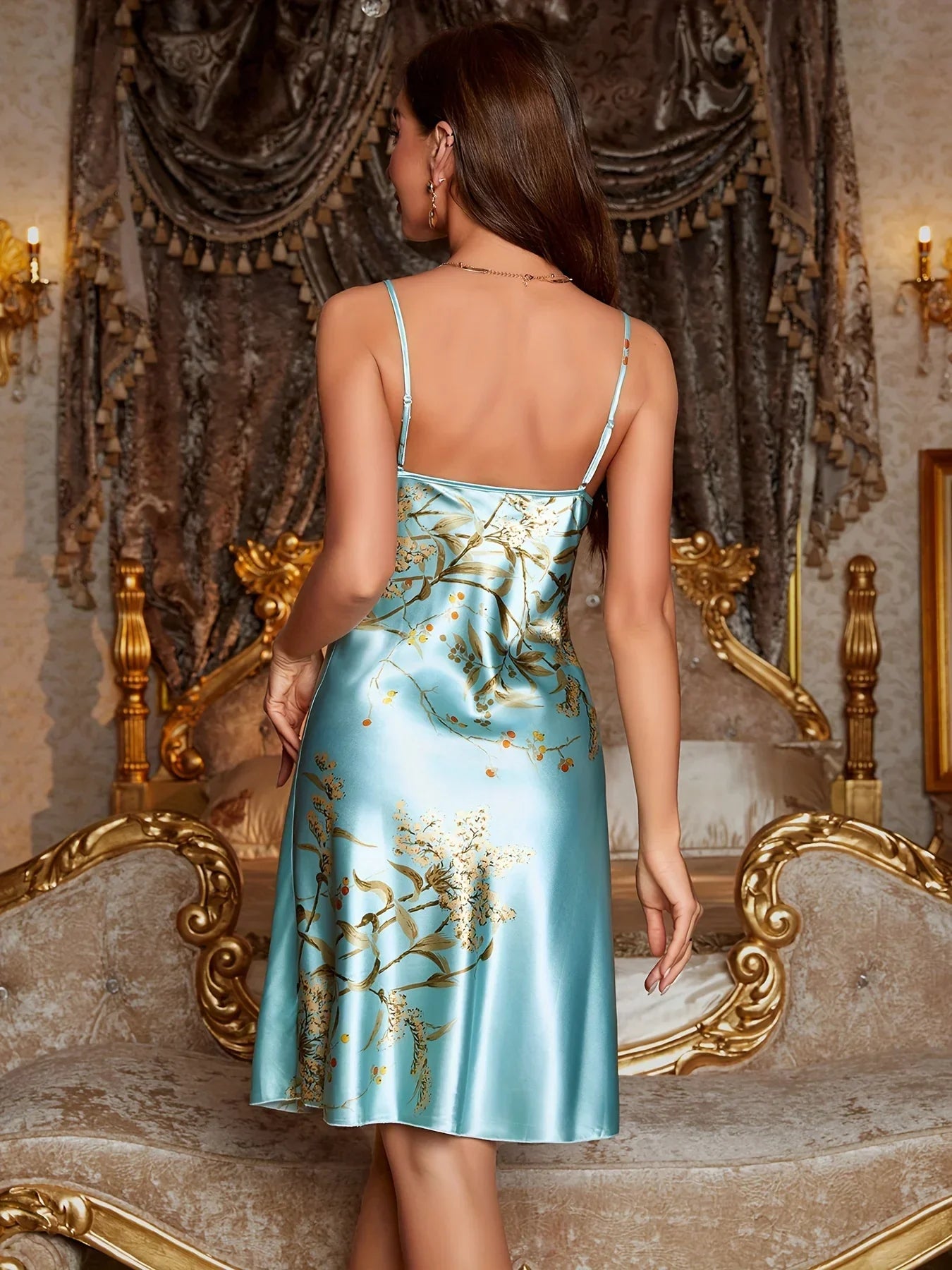 Silk Satin Floral Camisole Nightdress