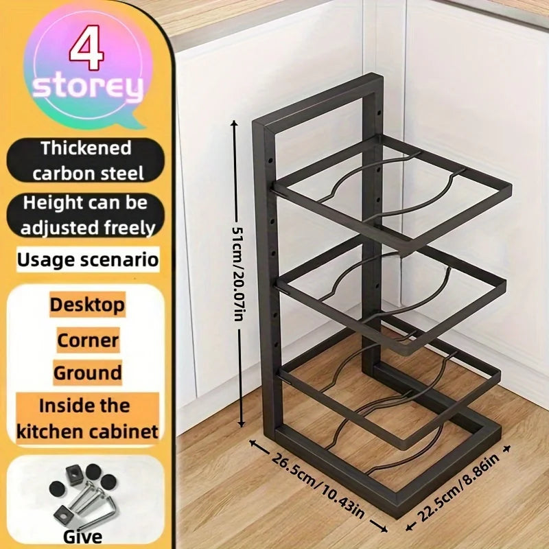 Adjustable Pot Rack Organizer Kitchen Stainless Steel Pot Storage Rack