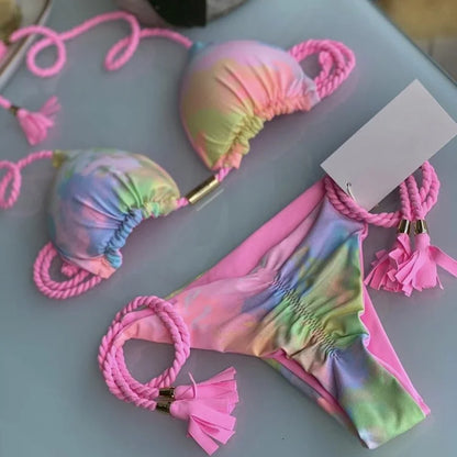 Bikini Backless Rope Triangle Swimsuit